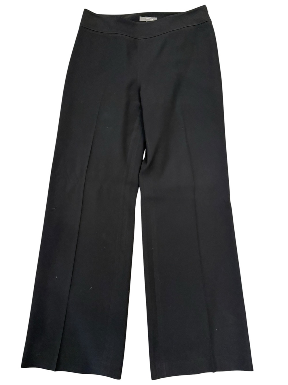 Ann Taylor Wide Leg High Rise Lined Dress Pants Black Professional Triacetate 8